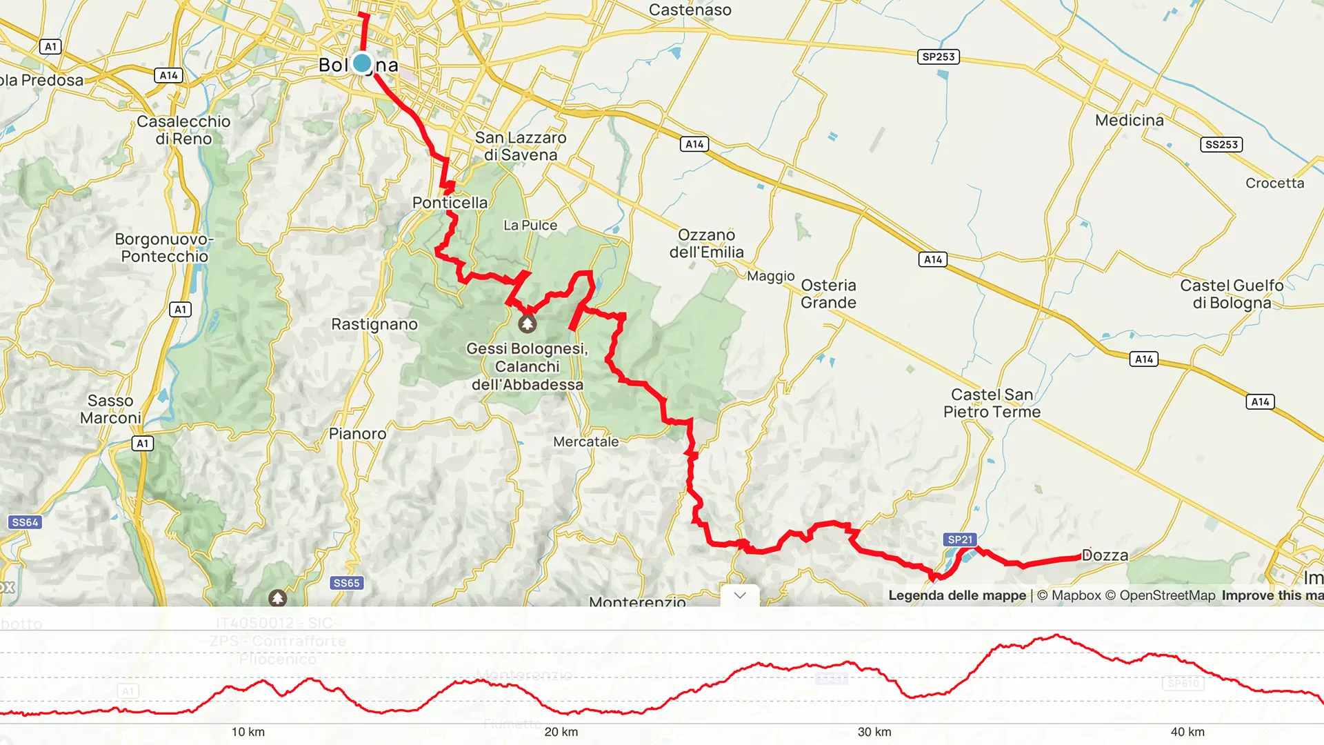 mappa Tour Test e Bike Bologna